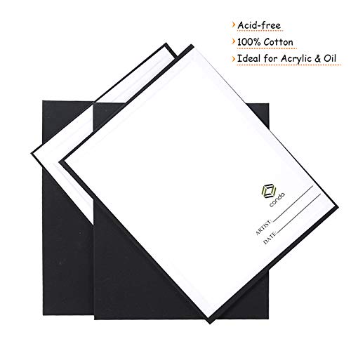 CONDA Black Canvases for Painting 9x12 inch, Pack of 14, 100% Cotton Acid-Free, 8 oz Gesso-Primed, Canvas Panels, Art Boards for Oil & Acrylic Painting - size: 9"x12"