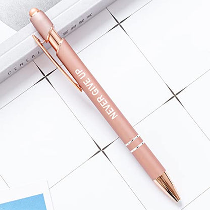 PASISIBICK 12 Pieces Rose Gold Inspirational Motivational Quotes Snarky Screen Touch Stylus Ballpoint Pens, Office Encouraging Scriptures, Black Ink (Rose Gold,Motivational) - color: Rose Gold,Motivational
