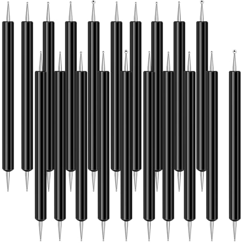 Ashmacdo 20 Pcs Dotting Tools for Painting,Ball Embossing Stylus for Transfer Paper,Tracing Tools for Drawing, Embossing Tools for Paper, Art Dotting Tools for Nail Art (Black) - color: Black