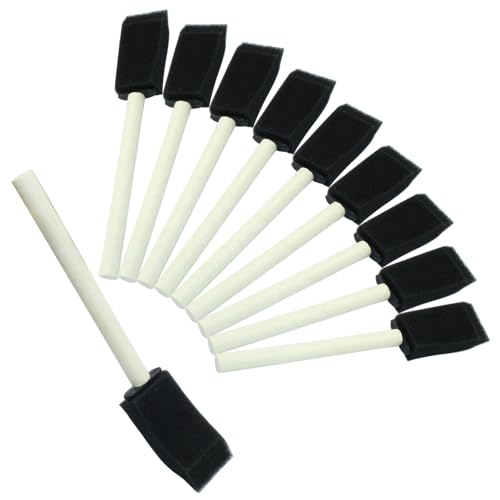 10 Pcs 1Inch Foam Paint Brushes, Sponge Paint Brush with Wooden Handle, Foam Brushes for Painting(Black)