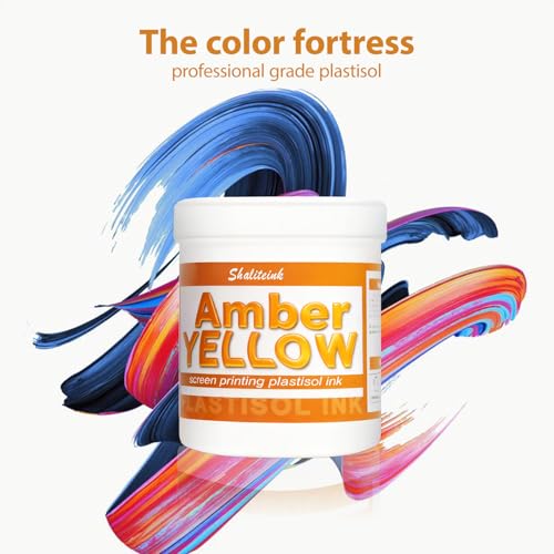 Shaliteink® Screen Printing Plastisol Ink Amber Yellow - Highly Opaque Screen Printing Ink for Cotton, Polyester and Other Fabrics (32oz.) - color: Amber Yellow, size: 32 fl oz