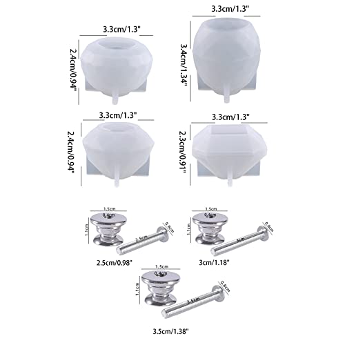 3D Dresser Knob Resin Mold Handles Silicone Resin Casting Mold Drawer Kitchen Cabinet Door Hardware with Accessories - color: Set