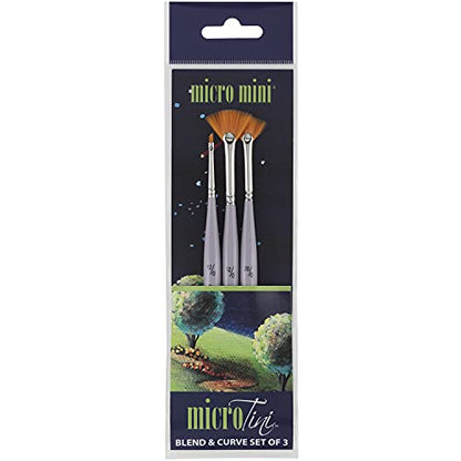 Creative Mark 3 Piece Micro Detail Paint Brush Set, Mini Paintbrushes for Acrylic, Watercolor, Oil, Face, Nail, Scale Model Painting & Line Drawing - size: Blend & Curve Set (3 Piece)