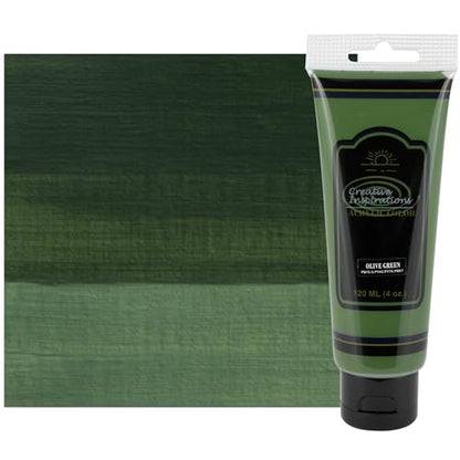 Creative Inspirations Acrylic Paint - Olive Green - 120 mL Tube - Smooth & Creamy Consistency, Vibrant Pigmentation, Great Coverage for Artists - Clean Up with Soap & Water - color: Olive Green, size: 4.06 Fl Oz (Pack of 1)