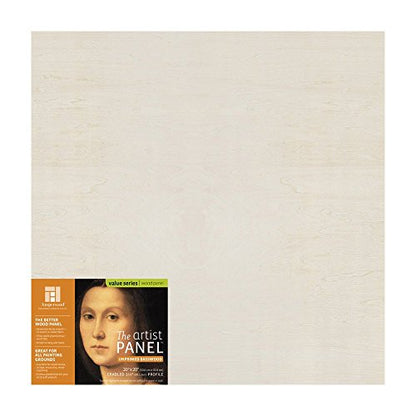 Ampersand Art Supply Unprimed Basswood Artist Panel, 1-1/2" Cradled Profile, 20"x20" - size: 20"x20", style: 1-1/2" Cradled