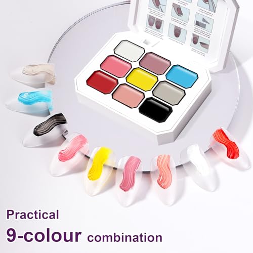 Gradient Painting Gel, 9 Colors Ombre Gel 3D Sculpture Effect Black&White Nude Pink Sponging for Pigment Pat Aura Nails French Manicure Soak Off UV Artistic Inspiration - color: Artistic Inspiration set
