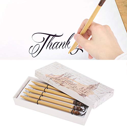 GLOGLOW Dip Pen Set, 5 Pens + 5 Nibs | Calligraphy Dip Pen Set with Wooden Handles, 5 Interchangeable Nibs, For Hand Lettering and Art Drawing