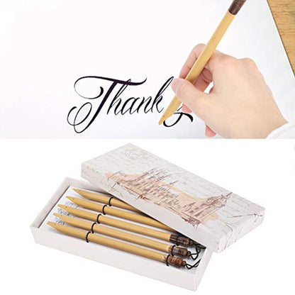 GLOGLOW Dip Pen Set, 5 Pens + 5 Nibs | Calligraphy Dip Pen Set with Wooden Handles, 5 Interchangeable Nibs, For Hand Lettering and Art Drawing