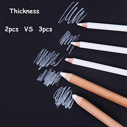 2pcs White Charcoal Pencils for Highlight,Drawing, Writing, Coloring, Gift for Artist, Hobbyist,Beginner (2pcs White) - color: 2pcs white