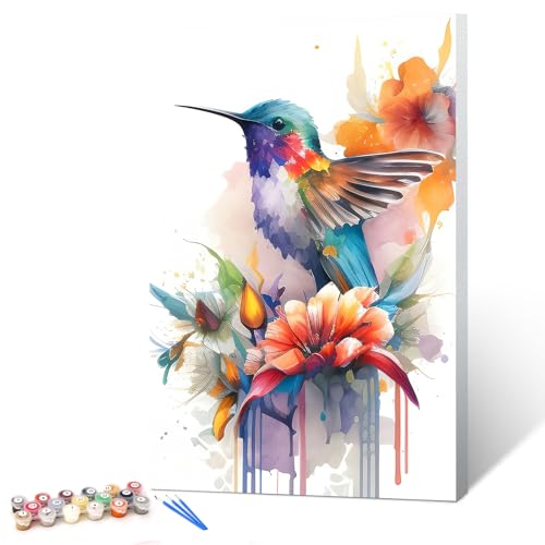 Ginkko Paint by Numbers Kit for Adults Beginner & Kids Ages 8-12 with Wooden Frame Easy Acrylic on Canvas 8x12 inch with Paints and Brushes, Bird(Include Framed) - color: Bird framed, size: 8x12 Inch