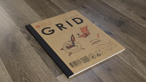 Design Ideation Lay Flat Grid PAD. Removable Sheet. Premium Paper. Smart-Bind Reinforced Lay Flat Binding. Grey Grid. (8.5" X 11") LF-2550-LS (1 Book) - color: Grey Grid