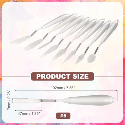 MECCANIXITY HM#6 Palette Knives 7mm Width Stainless Steel Spatula Painting Pallet Knife with Stainless Steel Handle for Oil Painting Acrylic Canvas Mixing Spreading - style: HM#6 + 7mm