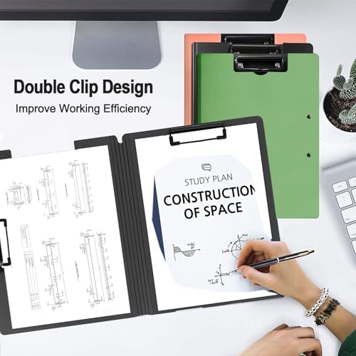 4 Pack Foldable Clipboards, A4 Clipboard Folder, Office Clipboard Folder with Double Clips Metal Clip, Storage Clipboards for Office, School or Medical Field(4 Colors) - style: 4Pack- Mixed