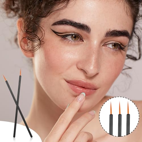 cobee 100 Pcs Disposable Eyeliner Brush Set, Cosmetic Eye Liner Applicator Ultra-fine Point Eyelash Brush Wands Cosmetic Makeup Tool for Lip Liners Eyelashes Detail Painting