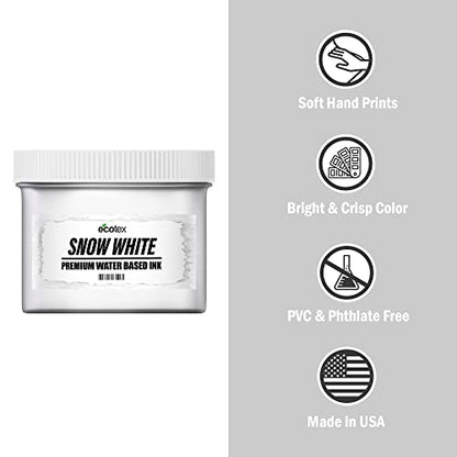 Ecotex® Screen Printing Ink Snow White (8oz.) - Water Based Snow White Fabric Ink, Silk Screen Paint - Screen Print Direct®, USA Made - color: Snow White, size: 8 fl oz
