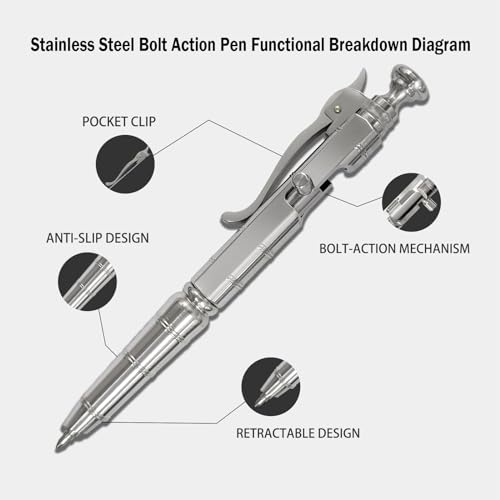 Dr. Metalleung Heavy Duty Stainless Steel Bolt Action Pen - Tactical EDC Retractable Ballpoint Pen with CNC Precision, Pocket Clip, Refillable (Black G2 Ink) - Perfect for Gifts & Smooth Writing - style: Bamboo Joint Pen