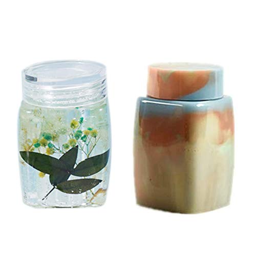 4 Style DIY Jewelry Resin Casting Molds Bottle Storage Jar With Lid Crystal Epoxy Mold Kit Handmade Craft Aromatherapy Candle Making Tool Clear Silicone Plaster Clay Mould （Rectangle Bottle） - color: （Rectangle Bottle）