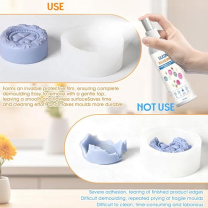 Silicone Release Spray – Epoxy Mold Demolding Agent, Smooth Separation Formula | Free Protection for Resin Candle DIY Mold Making