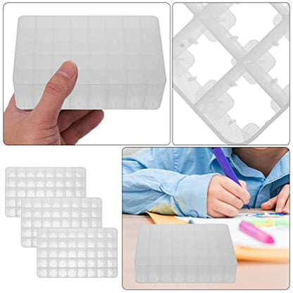 STOBOK Marker Storage Tray 3Pcs Plastic 40 Slot Marker Pen Holder Organizer Brush Pencil Rack Table Stand for Home Dorm White