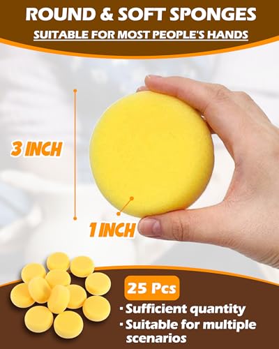25Pcs Pottery Sponges 3inch, Painting Sponges, Pottery Sponges for Clay, Clay Sponge, Round Sponge, Clay sponges for Pottery, Paint sponges for Acrylic Painting, Artist Sponges