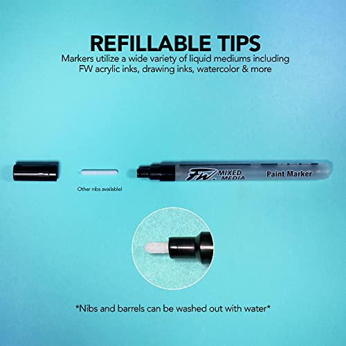 FW Mixed Media Paint Marker Nibs, Pack of 12, Small 1-2mm Round nibs (D160323103) - style: 1-2MM Round, Nibs