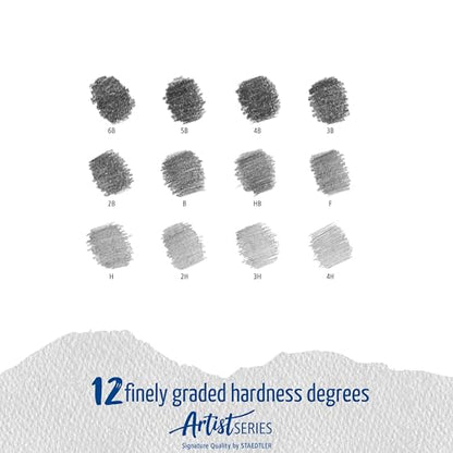 STAEDTLER Mars Lumograph Art Drawing Pencils (12-Pack) – Sustainable, Break-Resistant Graphite, Metal Case - style: Tin of 12