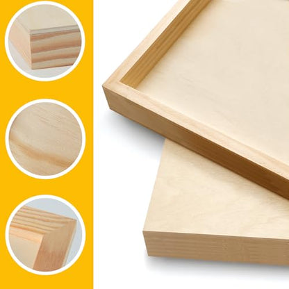 Falling in Art 2 Pack Unfinished Wooden Canvas Panels, 18x18 Gallery Birch Wood Panels Kit, 1 1/2" Deep Art Cradle Boards for Acrylic Painting, Pouring and Burning - size: 18*18 2 Pack