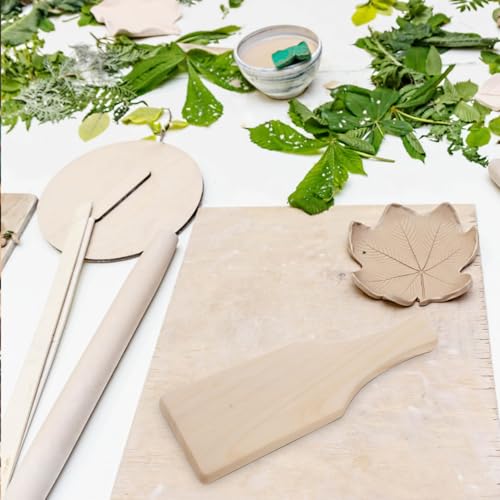 Healifty Wooden Clay Paddles for Pottery: 5Pcs Flat Wood Pottery Carving Paddle Tool for Ceramic Handbuilding, Sculpting Trimming and Modeling, Art Supplies Board