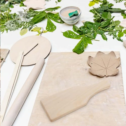 Healifty Wooden Clay Paddles for Pottery: 5Pcs Flat Wood Pottery Carving Paddle Tool for Ceramic Handbuilding, Sculpting Trimming and Modeling, Art Supplies Board