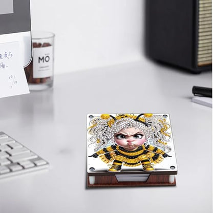 JISHSHAY 2 PCS Diamond Art Note Box Fairy Diamond Painting Note Pad Holder Elf Gem Painting Bee Gem Art Memo Boxes Mosaic Kits for Adults Embroidery Kit Memo Pad Holder, Contains 120 Sheets of Paper - color: Elf 3
