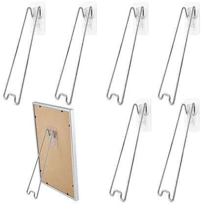 6 Pcs Adjustable Metal Picture Frame Easel Backs,Self Adhesive Photo Frame Stands for Frames,Stainless Steel Easel Back Supports for Photos Paintings Display,(Silver,9.06 x 2.17 Inch) - size: 6PCS Silver 9.06 x 2.17 Inch