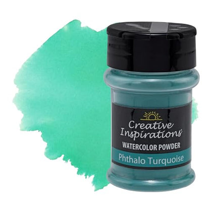Creative Inspirations Powder Watercolor Paint - 38g Shaker Bottle, Phthalo Turquoise - Dye-Based Water-Soluble Crystalline Pigments - Non-Toxic, Perfect for Abstract and Spontaneous Effects - color: Phthalo Turquoise, style: Pack of 1