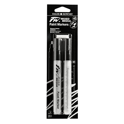 Daler Rowney FW Mixed Media Paint Markers - 1-2 mm Round Paint Marker Nibs - 2-Pack with Extra Nibs for Liquid Media, Medium - style: 2X1 1-2MM Round, Marker