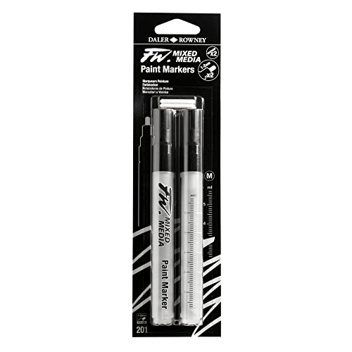 Daler Rowney FW Mixed Media Paint Markers - 1-2 mm Round Paint Marker Nibs - 2-Pack with Extra Nibs for Liquid Media, Medium - style: 2X1 1-2MM Round, Marker