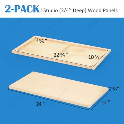Falling in Art Unfinished Birch Wood Panels Kit for Painting, Wooden Canvas 2 Pack of 12x24’’ Studio 3/4’’ Deep, Cradle Boards for Pouring, Art, Crafts, Burning and More - size: 12'' x 24''