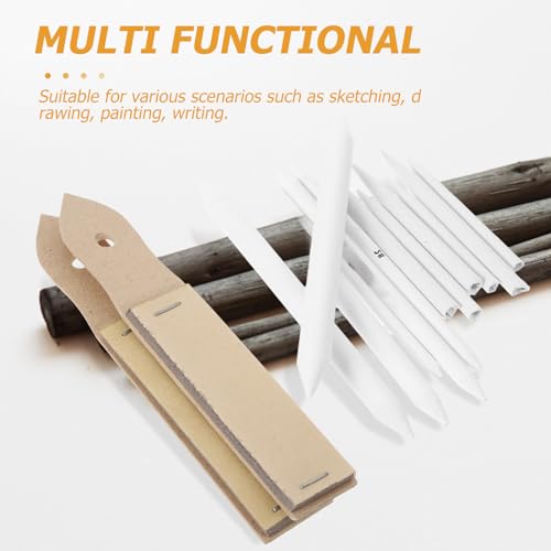 Zerodeko Blending Stumps and Tortillions Sketch Paper Set with Sandpaper Pencil Sharpener, Art Eraser and Pencil Tools 14pcs Kit for Student Drawing and Shading