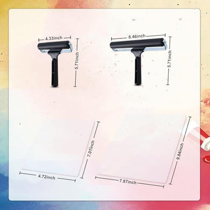 Safetect Monoprinting Print Plate 8” X 10” + 5” X 7” Gel Printing Plate Printmaking Supplies with Press Rubber Brayer Roller Stamping Plates for Press Art