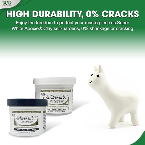 Aves Apoxie Sculpt Super White - 2 Part Modeling Compound (A & B) - 1 Pound, Apoxie Sculpt for Sculpting, Modeling, Filling, Repairing, Easy to Use Self Hardening Modeling Compound