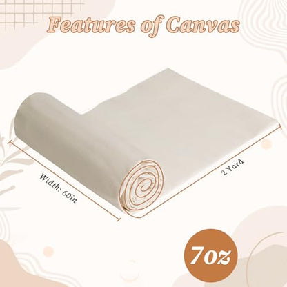 60" W Canvas Roll | 7oz Canvas Fabric Cotton Duck | Heavy Natural Fabric for Painting Arts & Crafts, Backings, Covers, Placemats (2 Yards) - size: 2 Yard-7oz