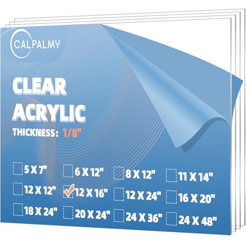 CALPALMY (4-Pack) 12x16 Clear Acrylic Sheet Plexiglass 1/8” Thick, Use for Craft Projects, Signs, Display Cases and More, Cut with Cricut, Engraver, Saw or Hand Tools – No Knives - color: Clear, size: 12"x16", 1/8" Thick