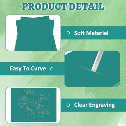 LDXDRU 10 Pcs Linocut Block Green 6" x 8", Rubber Blocks for Carving 3 mm Soft Printing Plates, Rubber Carving Block Sheets for Stamp Making, Art Class, DIY Printmaking