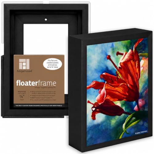 Ampersand Art Supply Floaterframe | 5"x7" | 7/8" Depth | Bold Style | Hardwood Floating Frame in Black Finish for Canvas, Wood Panels & Artwork - color: Black Bold, size: 5"x7"