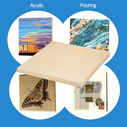 Falling in Art 2 Pack Unfinished Wooden Canvas Panels, 10x10 Gallery Birch Wood Panels Kit, 1 1/2" Deep Art Cradle Boards for Acrylic Painting, Pouring and Burning - size: 10*10 2 Pack