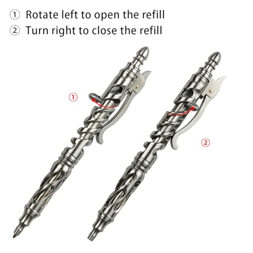 Dr. Metalleung Heavy Duty Stainless Steel Bolt Action Pen - Retractable EDC Pen with Keychain, Refillable Ink, Smooth Writing for Office & Gifts - style: structural