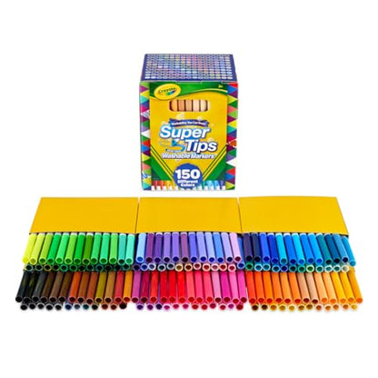 Crayola Super Tips Marker Set (150ct), Teacher Classroom Must Haves, Homeschool Supplies, 2-in-1 Fine Point & Broad Line Markers for Kids, 3+ - size: 150 Count (Pack of 1)