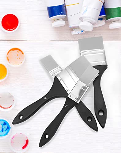 QWORK Paint Brush, Silicone Color Shaper Tool, 4 Pcs (1 inch, 1.5 inch, 2 inch, 2.5 inch) Solid Flat Flexible Acrylic Brush Water Based Painting Tool for Move and Remove Acrylic Paints