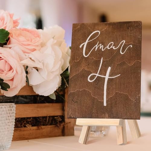 12 Pack 5" Mini Wood Display Easel, Natural Wooden Tripod Holder Stand for Displaying Small Canvases, Business Cards, Photos