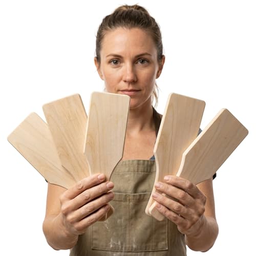 Healifty Wooden Clay Paddles for Pottery: 5Pcs Flat Wood Pottery Carving Paddle Tool for Ceramic Handbuilding, Sculpting Trimming and Modeling, Art Supplies Board