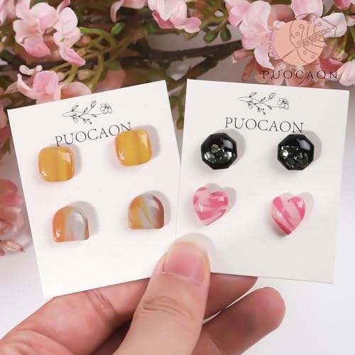 Puocaon Small Polymer Clay Cutters - 34 Shapes Stud Earring Clay Cutters Heart Diamond Monstera Circle