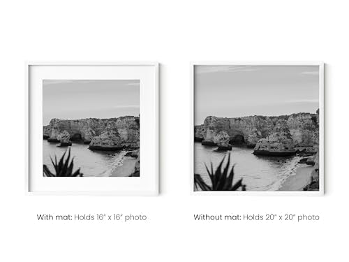 HAUS AND HUES 20x20 White Metal Picture Frames Matted to 16x16 - Features Premium Aluminum & Hanging Hardware, Shatterproof Plexiglass - Ideal for Home, Room, Office (20x20 in, White, Set of 15) - color: White Metal, size: 20x20 in, style: Set of 15